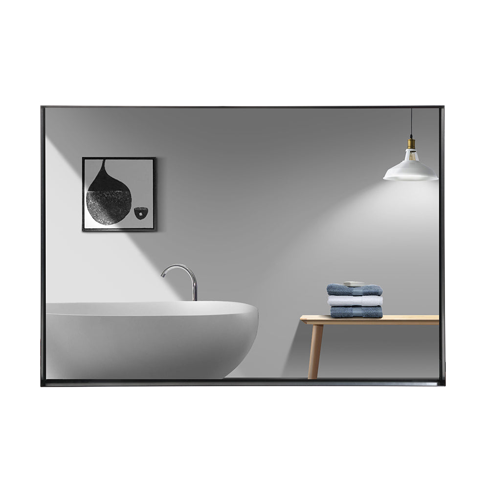 Black Aluminum Framed Bathroom Mirror with HD Glass - Black