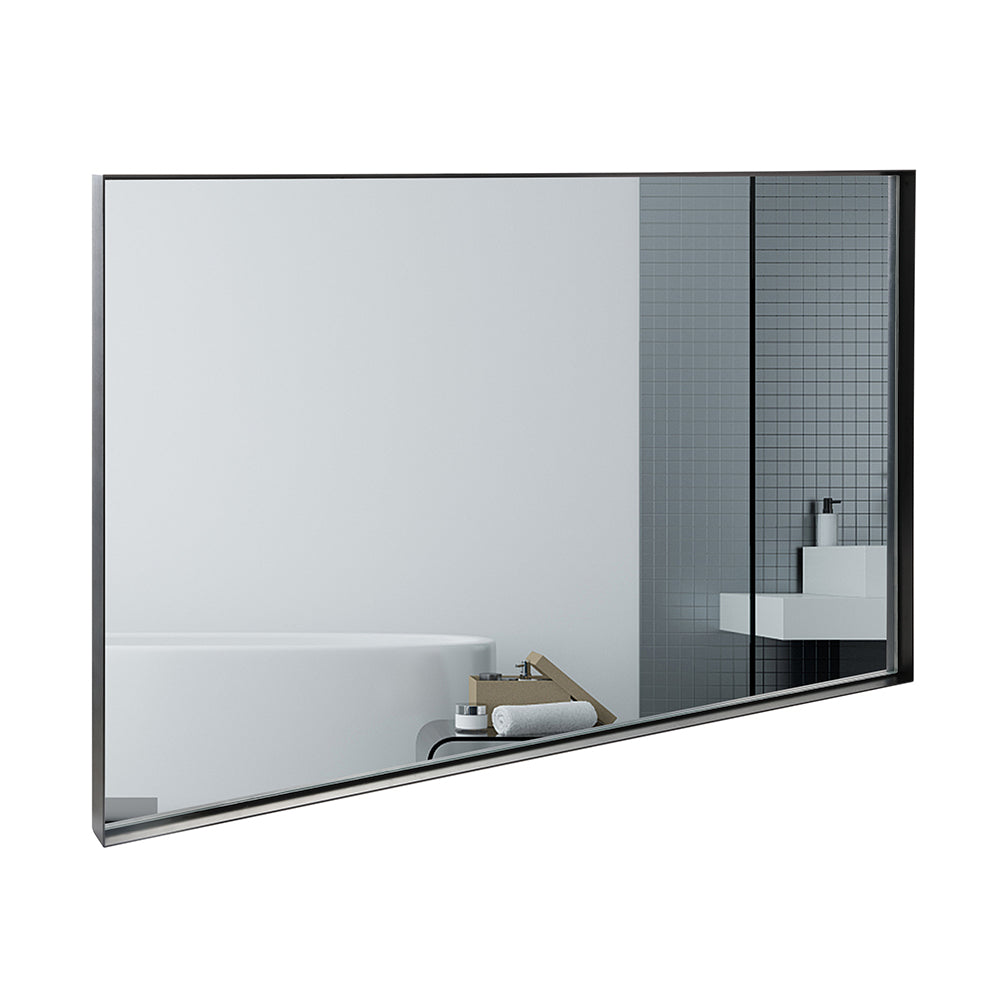 Black Aluminum Framed Bathroom Mirror with HD Glass - Black