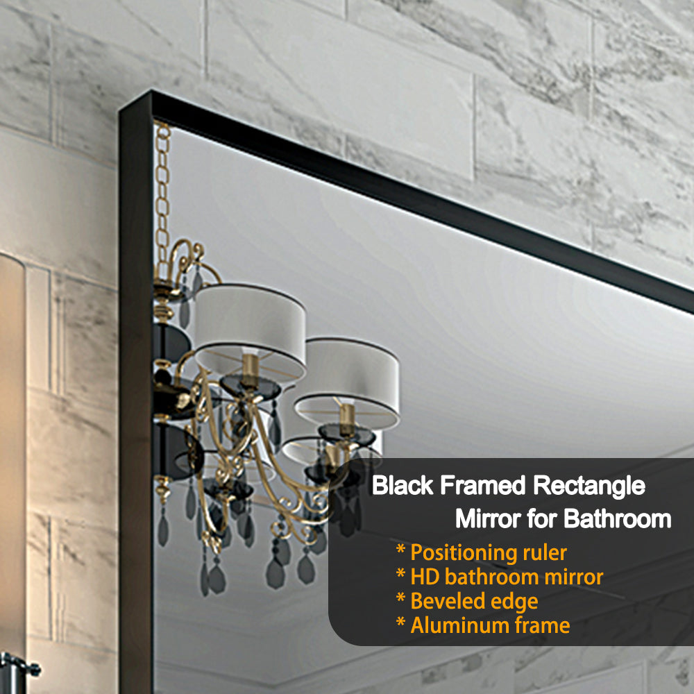36x30 Inch Glossy Bathroom Mirror with HD Float Glass - Aluminum