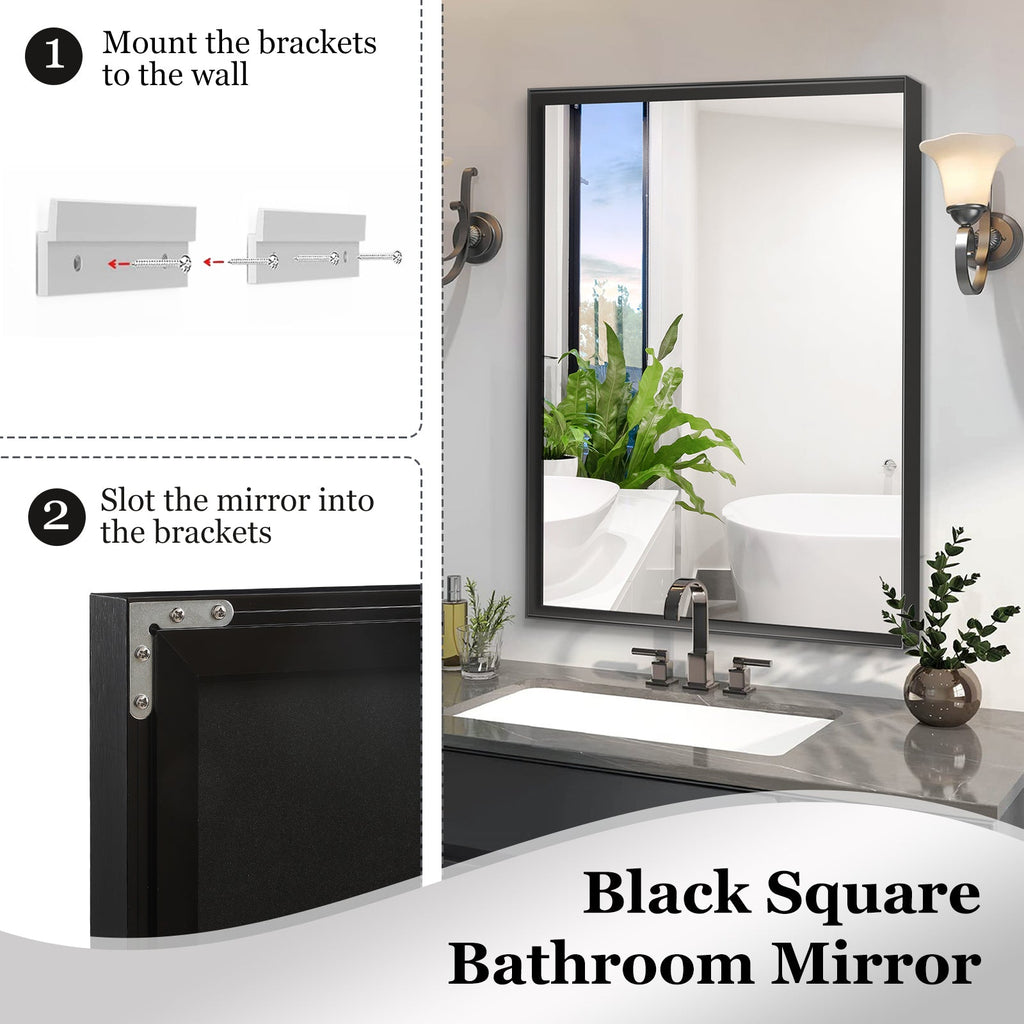 36x30 Inch Glossy Bathroom Mirror with HD Float Glass - Aluminum