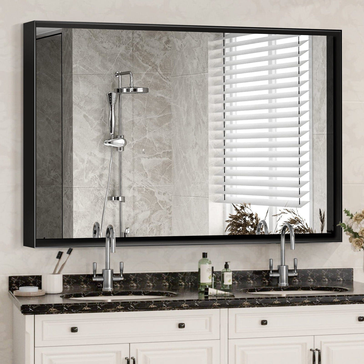 36x30 Inch Glossy Bathroom Mirror with HD Float Glass - Aluminum
