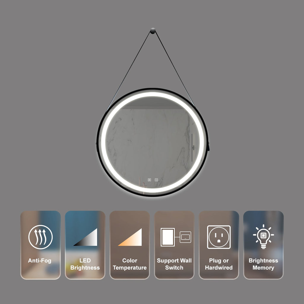 32-Inch LED Bathroom Vanity Mirror with Focused Backplane - Glass