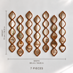 Leaf Design Wood Framed Acrylic Wall Mirror Set