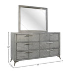 Gray Landscape Mirror with Beveled Glass - Solid Wood Frame
